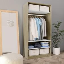 Wardrobe White and Sonoma Oak 100x50x200 cm Chipboard